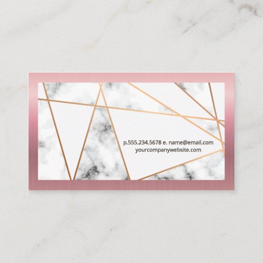 バラ金ゴールド縁ど抽象芸術金属線 | 大理石 名刺 (裏面)