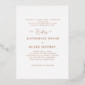 バラ金ゴールド縦白両親結婚の 箔招待状 (正面)