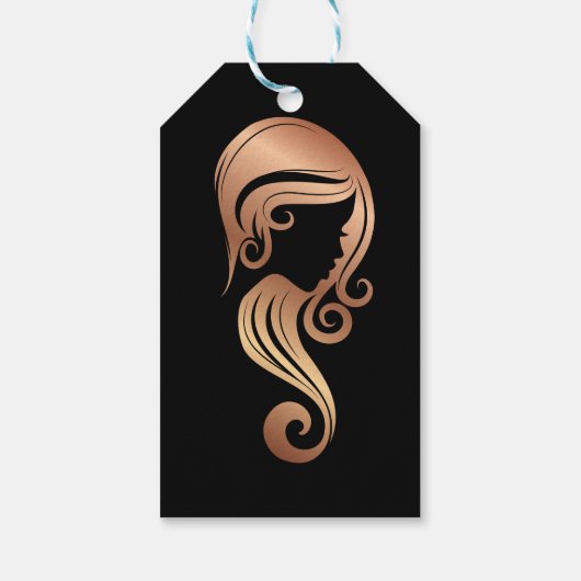 バラ金ゴールド美しいガールヘア&メイクアップサロンパーティー ギフトタグ (裏面)