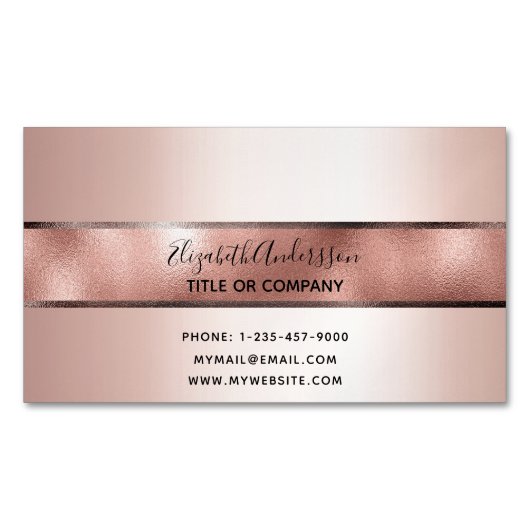 バラ金ゴールド美しいサロンメイクアップアーティストシンプルモダン マグネット名刺 (正面)