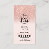 バラ金ゴールド美しいメイクアップアーティスト写真QRコード 名刺 (正面)