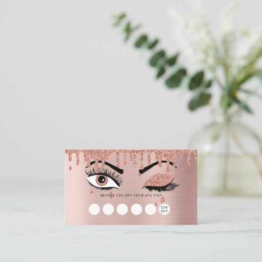 バラ金ゴールド美しいメイクアップアーティスト睫毛ロイヤリティ 名刺 (スタンド正面)