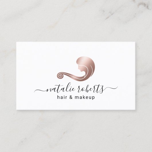 バラ金ゴールド美しいロゴ美容師メイクアップアーティスト 名刺 (正面)