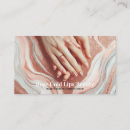 バラ金ゴールド美女メイクアップ爪、 ネイル 名刺