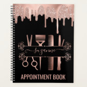 バラ金ゴールド美容師ヘアスタイリストヘアグリッター プランナー手帳 (正面)