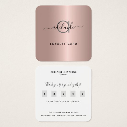 バラ金ゴールド美容師メイクアップアーティストロイヤリティカード (正面&裏面)