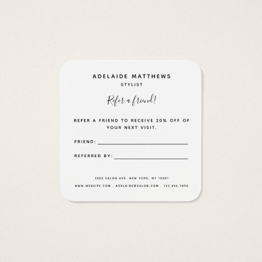 バラ金ゴールド美容師メイクアップアーティスト紹介カード (裏面)