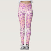 バラ金ゴールド背景パープルグリッターポープリント レギンス (正面)