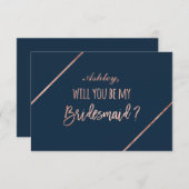 バラ金ゴールド脚本ネイビー・ブルーが私の花嫁になる 招待状 (正面/裏面)