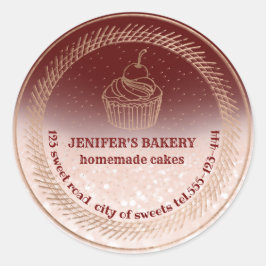 バラ金ゴールド自家製のカップケーキとお菓子パッケージ ラウンドシール
