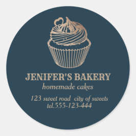 バラ金ゴールド自家製カップケーキとスイーツ ラウンドシール