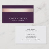 バラ金ゴールド色ストライプの紫モダンシック2 名刺 (正面/裏面)