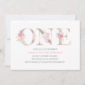 バラ金ゴールド花ファースト誕生日招待状 招待状 (正面)