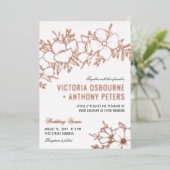 バラ金ゴールド花フローラ結婚ズ 箔招待状 (立ち正面)