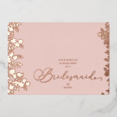 バラ金ゴールド花嫁プロポーザル植物体実在枠 箔招待状 (正面)