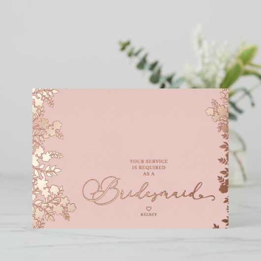 バラ金ゴールド花嫁プロポーザル植物体実在枠 箔招待状 (立ち正面)