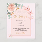 バラ金ゴールド花模様アーキテクチャQR RSVP予算結婚数 (正面)