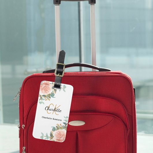 バラ金ゴールド花模様モノグラムエレガント ラゲッジタグ