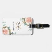 バラ金ゴールド花模様モノグラムエレガント ラゲッジタグ (正面横)