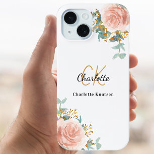 バラ金ゴールド花模様モノグラムエレガント iPhone 16 PROケース