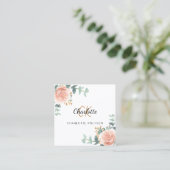 バラ金ゴールド花模様モノグラムQrコード スクエア名刺 (スタンド正面)