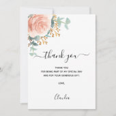 バラ金ゴールド花模様ユーカリサンキューカード 招待状 (正面)