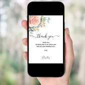 バラ金ゴールド花模様ユーカリサンキューカード 招待状