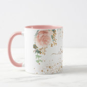 バラ金ゴールド花模様ユーカリ金ゴールドグリッター名 マグカップ (左)