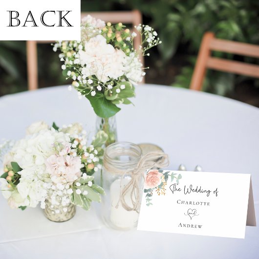 バラ金ゴールド花模様白ユーカリ結婚ス プレイスカード