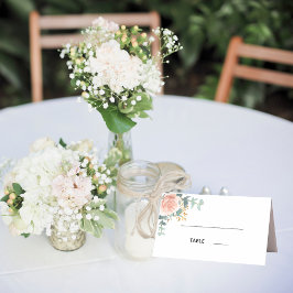 バラ金ゴールド花模様白ユーカリ結婚ス プレイスカード