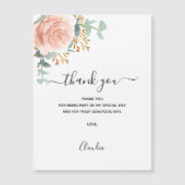 バラ金ゴールド花模様磁気サンキューカード マグネット招待状 (正面)
