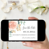 バラ金ゴールド花模様緑の誕生日保存 セーブザデート