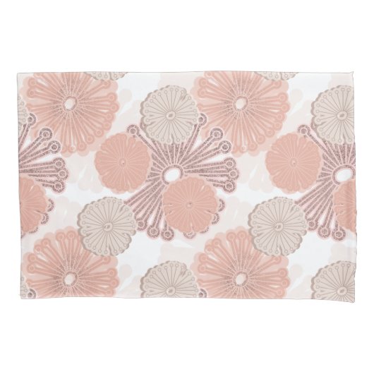 バラ金ゴールド花模様 枕カバー (正面)