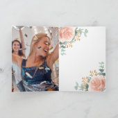 バラ金ゴールド花模様eucalyptus写真誕生日 サンキューカード (内部)