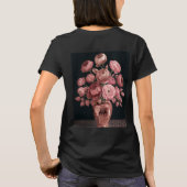 バラ金ゴールド花瓶バラブラックTシャツ Tシャツ (裏面)