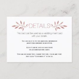 バラ金ゴールド葉グリッター結婚の挿入カード エンクロージャーカード