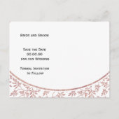 バラ金ゴールド葉グリッター結婚式日付の保存 案内ポストカード (裏面)