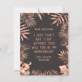 バラ金ゴールド葉トロピカル私の花嫁になる 招待状 (裏面)