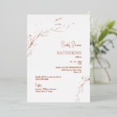 バラ金ゴールド葉ブライダルシャワーバラ金ゴールド 箔招待状 (立ち正面)