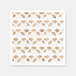 バラ金ゴールド葉吟子白地 スタンダードカクテルナプキン