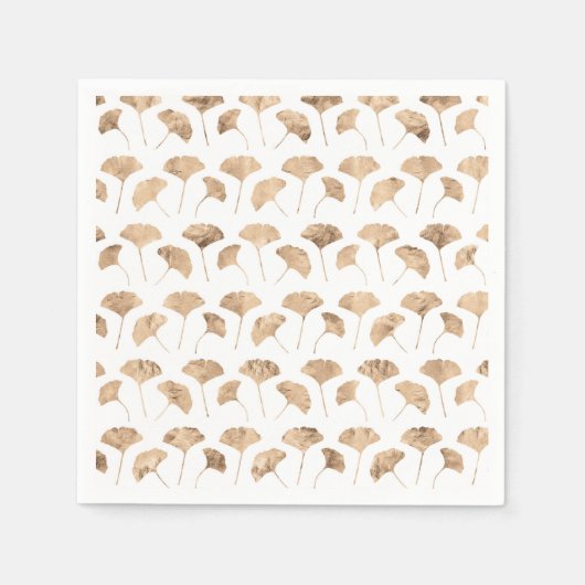 バラ金ゴールド葉吟子白地 スタンダードカクテルナプキン (正面)