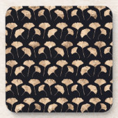 バラ金ゴールド葉吟子黒背景 コースター (正面)