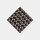 バラ金ゴールド葉吟子黒背景 スタンダードカクテルナプキン (角)