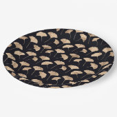 バラ金ゴールド葉吟子黒背景 ペーパープレート (アングル)