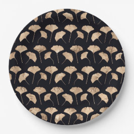 バラ金ゴールド葉吟子黒背景 ペーパープレート