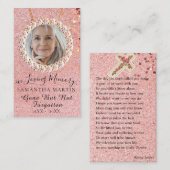 バラ金ゴールド葬儀記念祈りの言葉フォトカード 名刺 (正面/裏面)