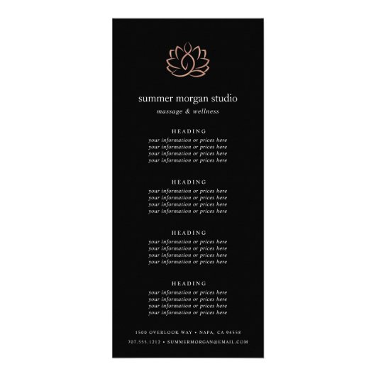 バラ金ゴールド蓮 |スパ価格またはサービス ラックカード (正面)