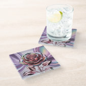 バラ金ゴールド虹色バラガラスコースター ガラスコースター (アングル)