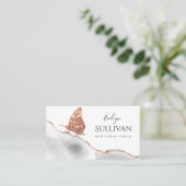 バラ金ゴールド蝶と白瑪瑙 名刺 (スタンド正面)