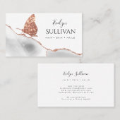 バラ金ゴールド蝶と白瑪瑙 名刺 (正面/裏面)